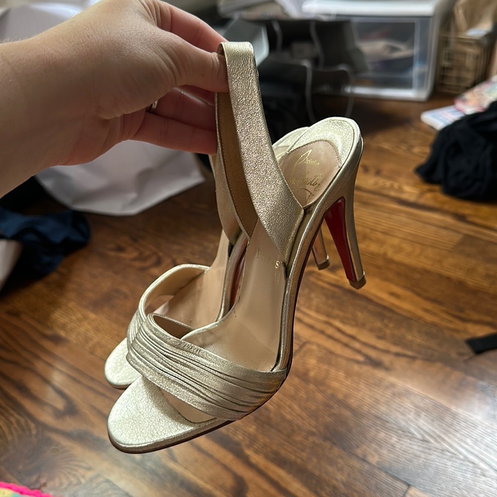 Gold Christian Louboutin Size 35 1/2 - worn once